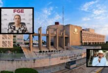Edificio de la Fiscalía General del Estado de Veracruz; en recuadros, la fiscal Verónica Hernández Giadáns y el alcalde de Coahuitlán