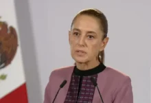 La presidenta Claudia Sheinbaum durante una conferencia de prensa mañanera