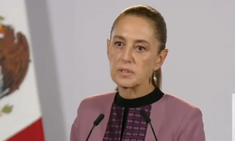 La presidenta Claudia Sheinbaum durante una conferencia de prensa mañanera