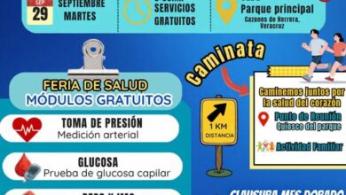 Cartel de la Caminata Conmemorativa por el Día del Corazón y el Mes Dorado en Cazones