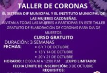 Convocatoria al Taller de Coronas gratuito del DIF Cazones y el Instituto Municipal de las Mujeres Cazoneñas
