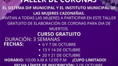 Convocatoria al Taller de Coronas gratuito del DIF Cazones y el Instituto Municipal de las Mujeres Cazoneñas
