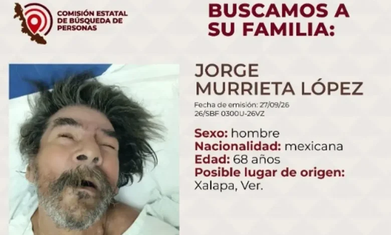 Ficha de la Comisión Estatal de Búsqueda de Personas para localizar a los familiares de Jorge Murrieta López