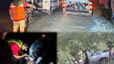 Ambulancia y lesionados en accidente en el km 28 de la carretera Cazones-Tuxpan