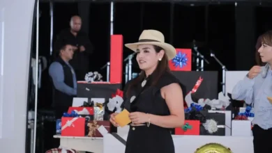 Grecia Quiroz, presidenta municipal de Uruapan, durante un acto público