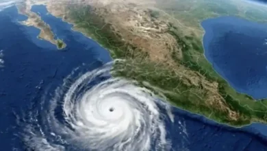 Imagen satelital del huracán Polo frente a las costas de Baja California Sur