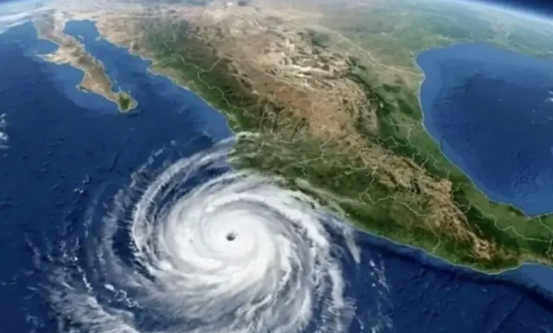 Imagen satelital del huracán Polo frente a las costas de Baja California Sur