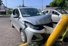Choque entre dos autos en avenida Cuauhtémoc de Poza Rica deja un lesionado