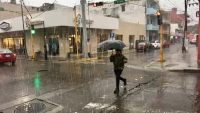 Lluvia intensa en una calle de Veracruz