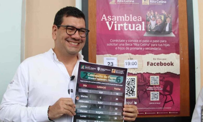 Coordinador estatal de Becas para el Bienestar con el calendario de pagos del bimestre septiembre-octubre