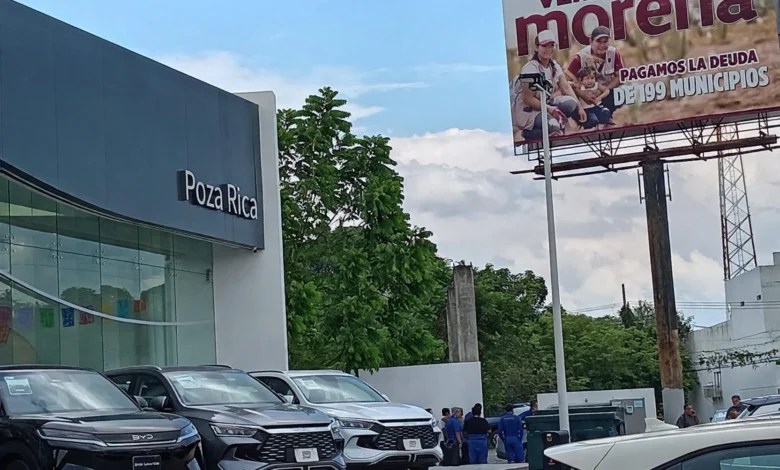 Agencia BYD en Poza Rica durante la movilización de emergencia