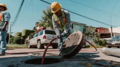 Trabajadores del ayuntamiento de Tuxpan realizan trabajos de desazolve en el drenaje del Infonavit CTM