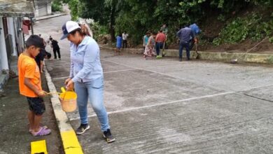 Faena de limpieza en la zona habitacional Manantiales, Papantla