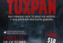 Volante oficial del recorrido nocturno Sombras y Relatos de Tuxpan en el Panteón Jardín