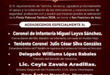 Cartel oficial: agradecimiento y saldo blanco de la Fiesta Patronal Tantima 2026