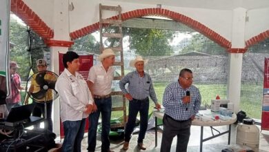 Productores y personal de sanidad animal en el arranque del programa Barrido en Papantla