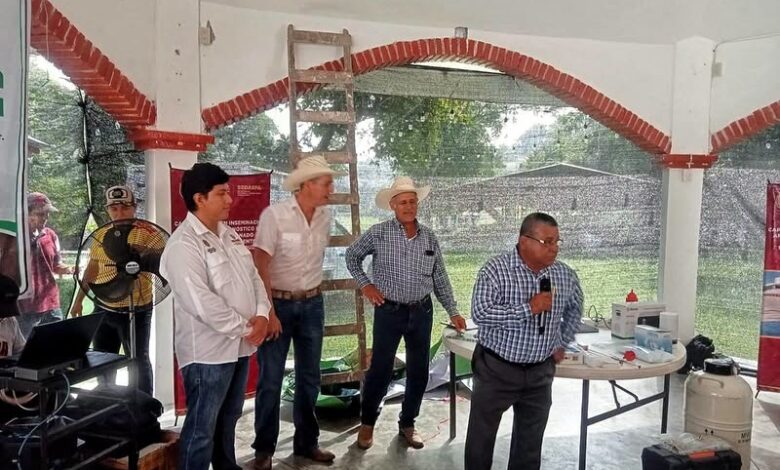 Productores y personal de sanidad animal en el arranque del programa Barrido en Papantla