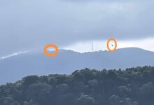 Dos figuras señaladas sobre la Sierra de Otontepec, 27 de junio de 2026