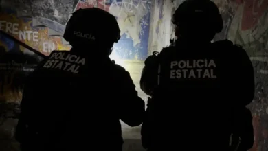 Elementos de la Policía Estatal durante un operativo nocturno