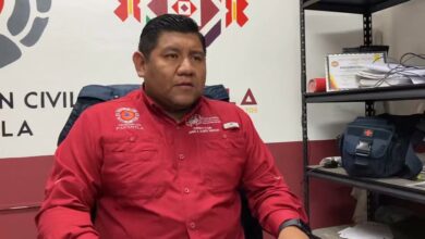 Jorge A. Olarte Santiago, director de Protección Civil de Papantla, durante el informe sobre los efectos del frente frío 2