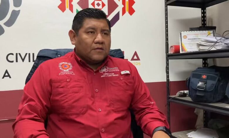 Jorge A. Olarte Santiago, director de Protección Civil de Papantla, durante el informe sobre los efectos del frente frío 2