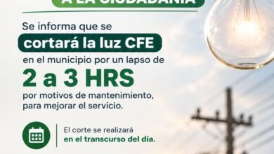 Aviso del Ayuntamiento de Tamiahua sobre el corte de energía eléctrica de la CFE de 2 a 3 horas este 18 de octubre
