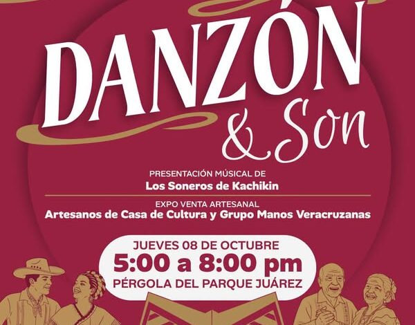 Cartel oficial de la tarde de Danzon y Son en la Pergola del Parque Juarez, Poza Rica