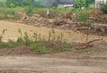 Columna de humo negro por el incendio de una casa en la colonia Arboledas, Poza Rica, junto a bodegas