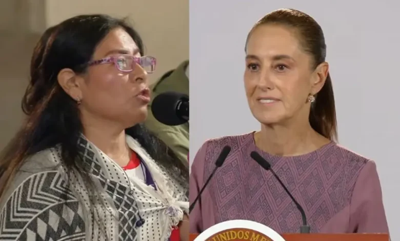 La presidenta Claudia Sheinbaum y la periodista Reyna Haydee Ramírez durante la conferencia matutina