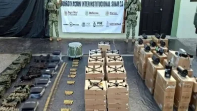 Decomiso de 48 drones, cartuchos y equipo táctico en Sinaloa