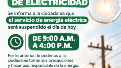 Aviso del Ayuntamiento de Tamiahua: suspensión del servicio de electricidad hoy de 9:00 a.m. a 4:00 p.m.
