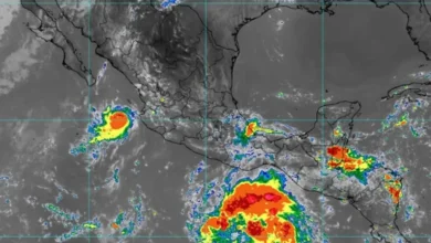 Mapa satelital de la tormenta tropical Trudy en el Pacífico mexicano
