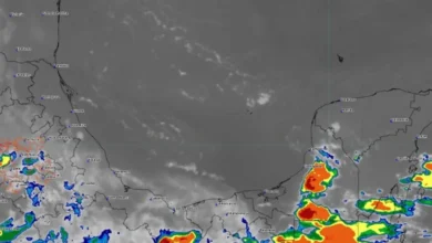 Mapa satelital con núcleos de lluvia sobre Veracruz
