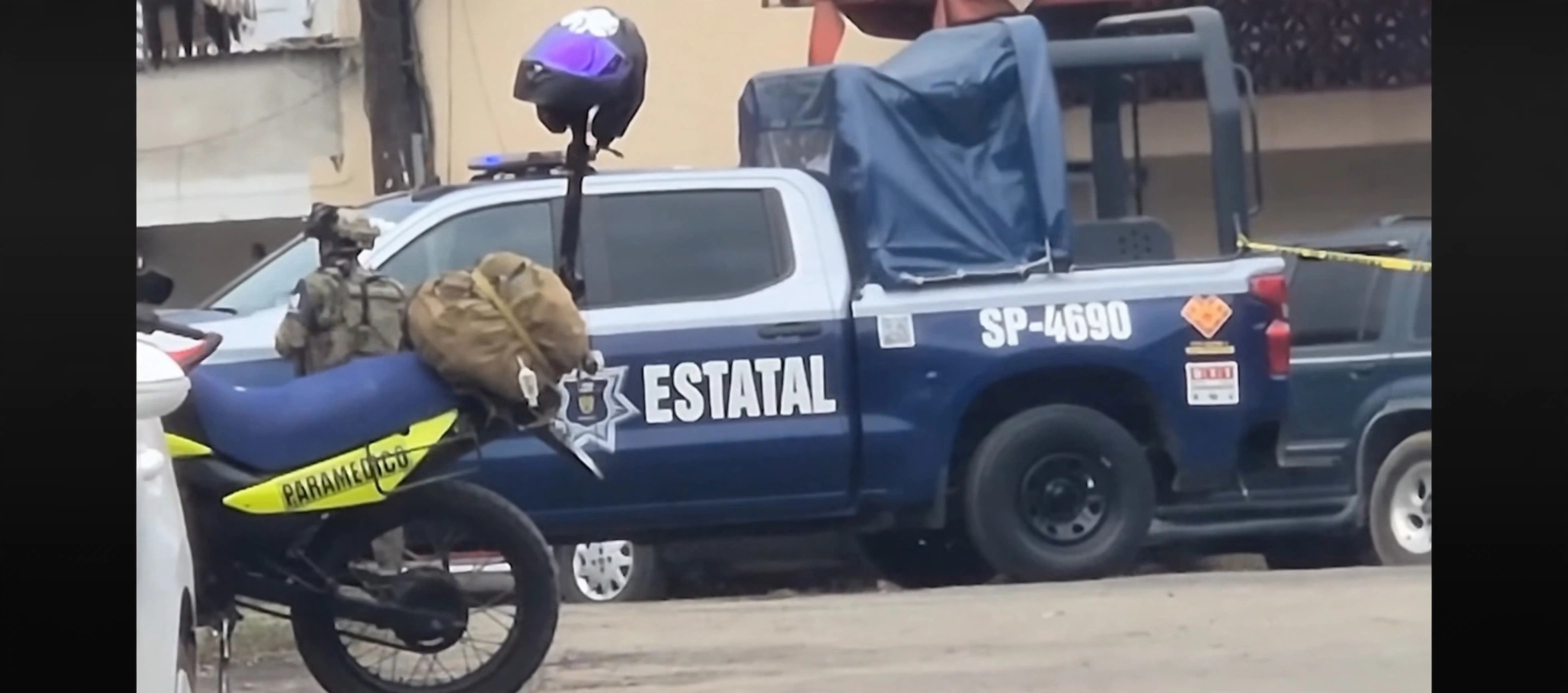 Patrulla de la Policia Estatal SP-4690 en la escena de El Castillo, Xalapa